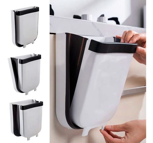 Tacho De Basura Practico Colgante Puerta Plegable Basurero - Imagen 4