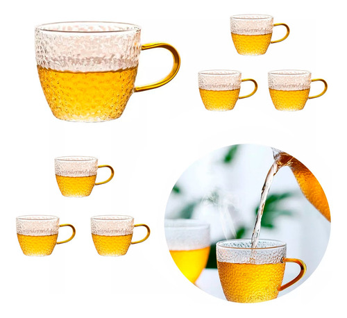 Tazas de vidrio X 6 mango dorado Mt09024 - Imagen 1
