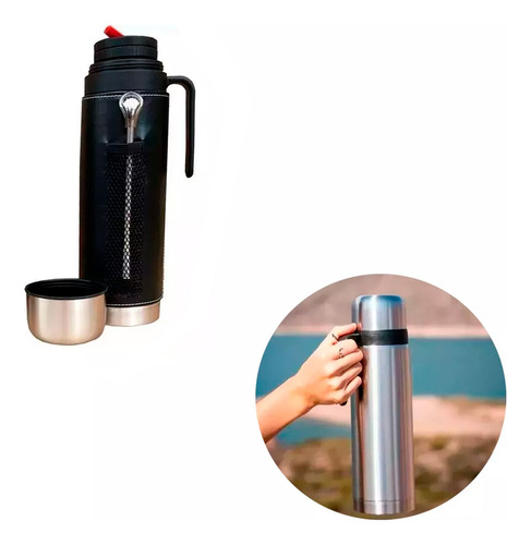 Termo acero inoxidable 1000 ml con funda y manija bombilla Bc0185 - Image 1