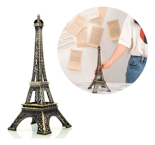 Torre Eiffel 32 cm adorno de metal souvenir Francia París - Image 1