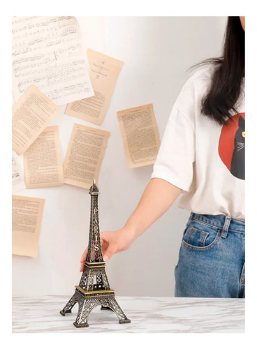 Torre Eiffel 32 cm adorno de metal souvenir Francia París - Image 3