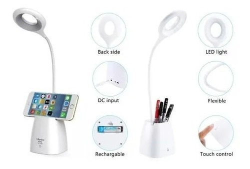 Velador Led Recargable Flexible Porta Lapices Y Celular - Imagen 4