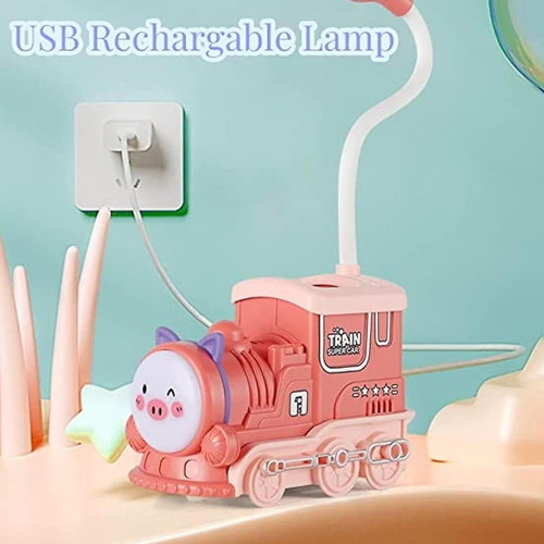 Lampara velador con luz led con diseño de tren y cara de oso El417 - Image 5