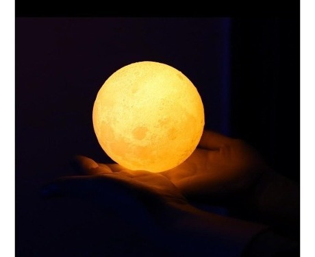 Velador Luna Moon Lamp 12 Cm. Base Plana Color Calida A Pila - Image 4