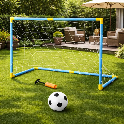 Arco de fútbol con red pelota e inflador 25245