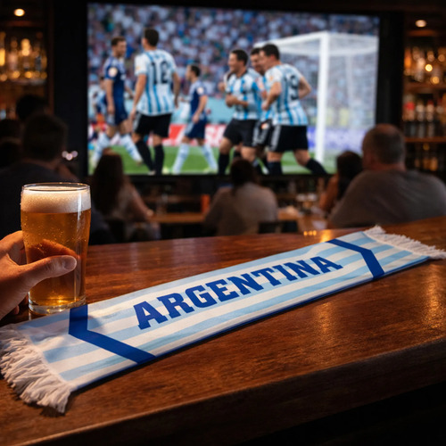Bufanda Polar Argentina 138 Cm. Futbol Arg1550 Celeste Y Blanco – accesorios incluidos