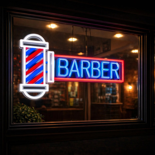 Cartel luz neón LED para barberías y peluquerías 26234