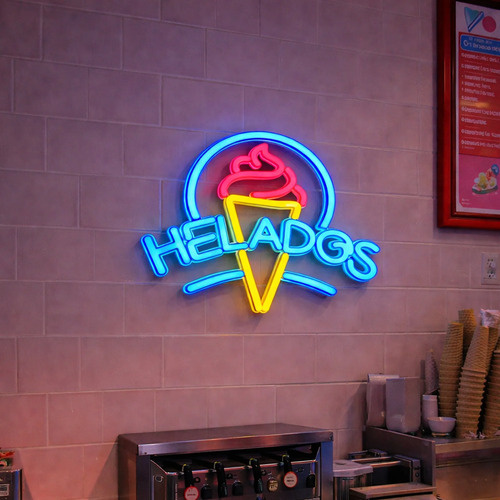 Cartel helados luz neón luminoso para heladerías 26246