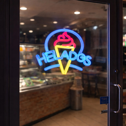 Cartel helados luz neón luminoso para heladerías 26246 - Imagen 4