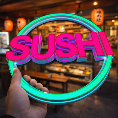Cartel sushi con luz neón para negocios de comida 26248 - Image 5
