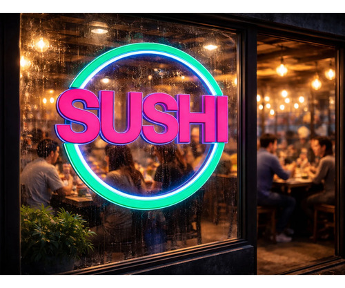 Cartel sushi con luz neón para negocios de comida 26248 - Image 6