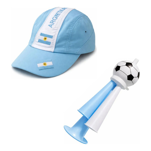 Combo gorra bordada y corneta selección Argentina