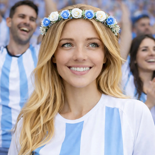 Corona vincha Argentina con flores luminosa LED Cv6601