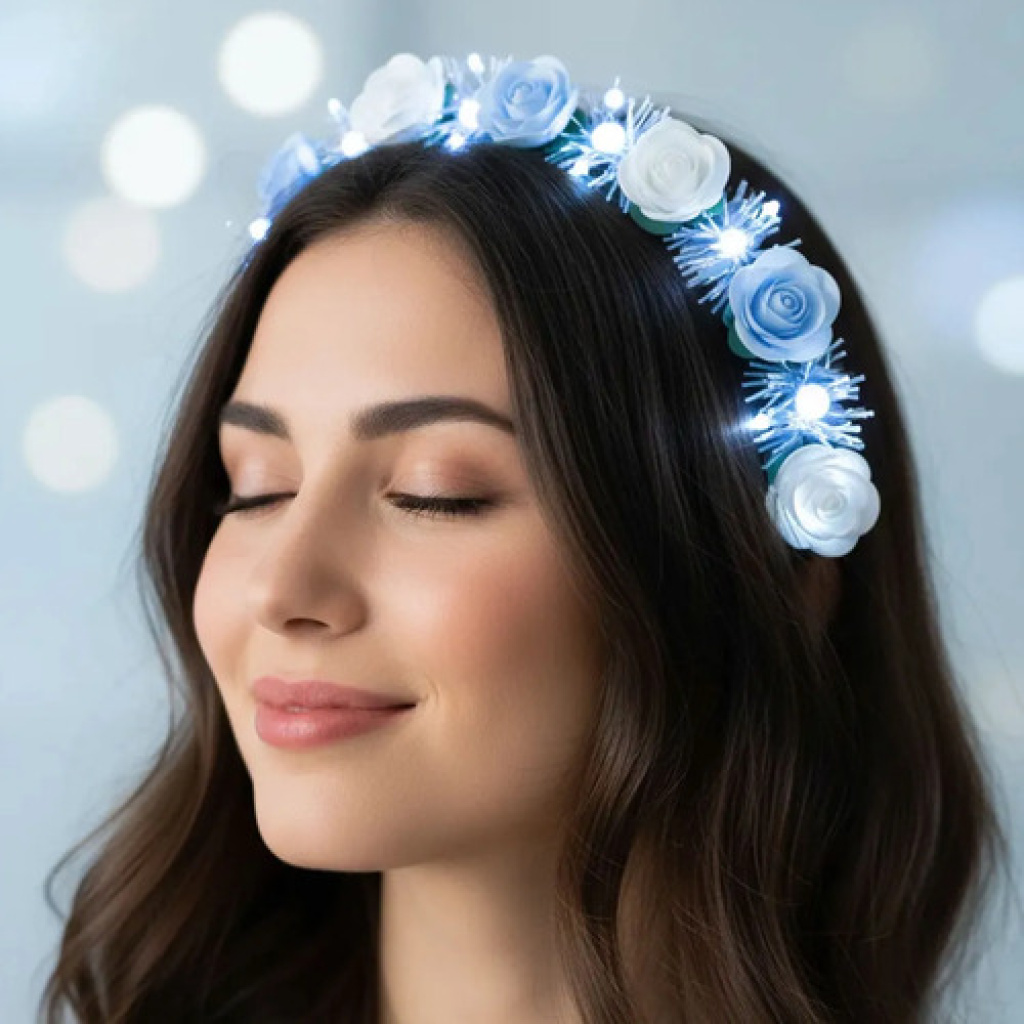 Corona vincha Argentina con flores luminosa LED Cv6601 - Oportunidades Vip