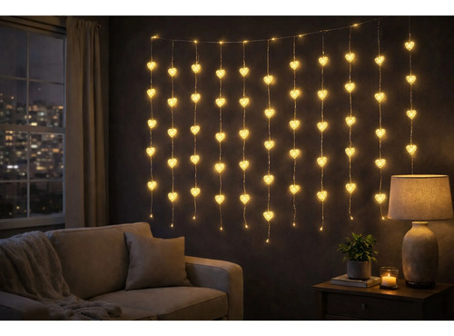 Cortina de luces LED en forma de corazones Ln253 - Image 7
