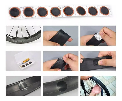 Estuche kit de reparación para bicicleta parche llaves y herramienta - Imagen 6