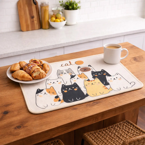 Individual de mesa diseño gatos beige Aa1458