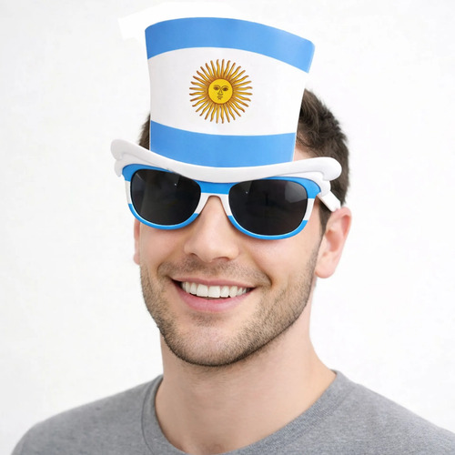 Lentes anteojos de argentina celeste y blanco cotillón Zle3601 – vista superior