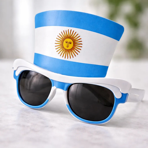 Lentes anteojos de argentina celeste y blanco cotillón Zle3601 – detalle del producto