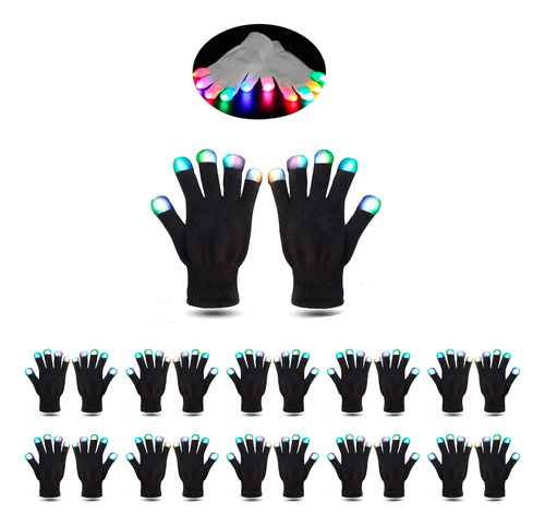 Pack X10 Guantes con luces luminosos cotillon para fiestas Yjo497 - Image 8