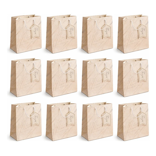 Pack X12 bolsas de cartón beige para regalo Aa0934