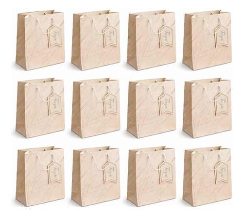 Pack X12 bolsas de cartón beige para regalo Aa0934