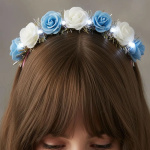 Pack X12 Vinchas Argentina Con Flores Y Luz Luminosa Cv6501 Celeste Y Blanco - Image 9
