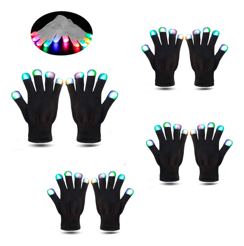 Pack X4 Guantes Con Luces Luminosos Cotillon Fiestas Yjo497 - Imagen 6