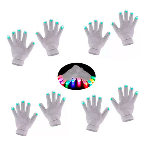 Pack X4 Guantes Con Luces Luminosos Cotillon Fiestas Yjo497