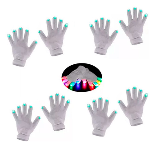 Pack X4 Guantes Con Luces Luminosos Cotillon Fiestas Yjo497 - Imagen 1
