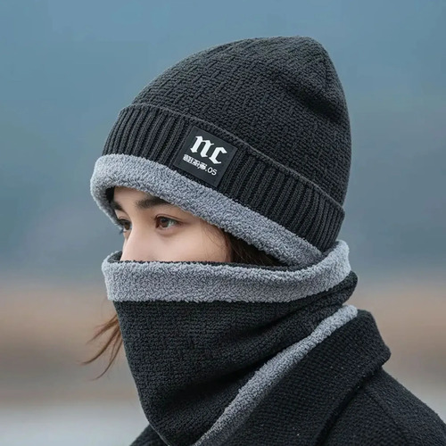 Pack X5 gorro invierno con cuello polar interior peluche Sl140 - Image 4