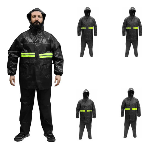 Pack X5 Piloto Rompe Viento Lluvia Impermeable Capucha 90478