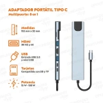 Adaptador hub multipuerto portátil USB tipo c hdmi 8 en 1 - Image 3