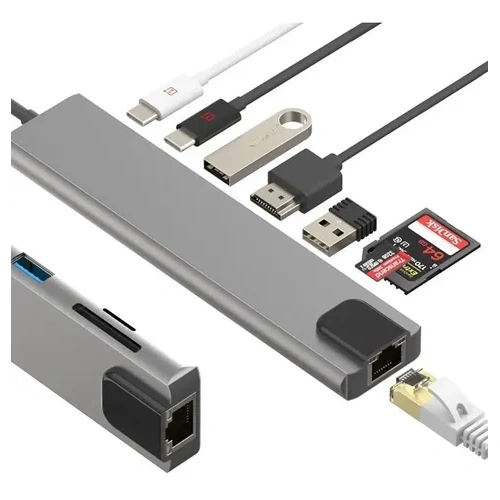 Adaptador hub multipuerto portátil USB tipo c hdmi 8 en 1