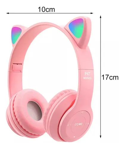Auricular Led Inalámbrico Recargable Usb Aux Orejas Gato - Image 14