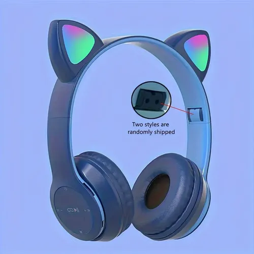 Auricular Led Inalámbrico Recargable Usb Aux Orejas Gato - Image 26