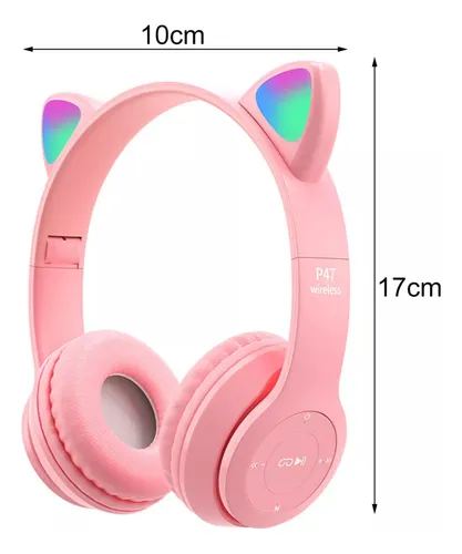 Auricular Led Inalámbrico Recargable Usb Aux Orejas Gato - Image 8