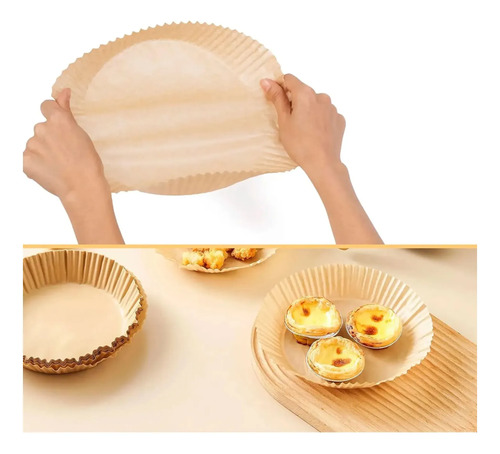 Bandejas de papel X100 redondas marrón antiadherente para freidora de aire - Image 2