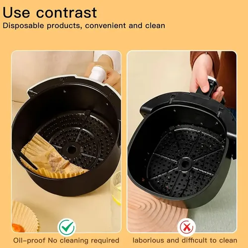 Bandejas de papel X100 redondas marrón antiadherente para freidora de aire - Image 5