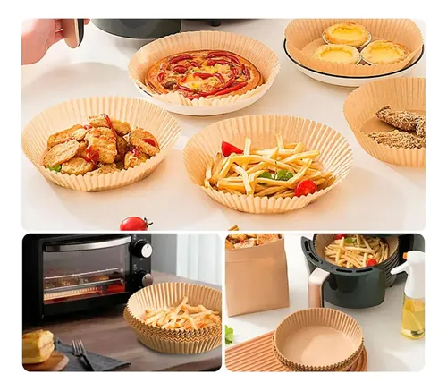 Bandejas de papel X100 redondas marrón antiadherente para freidora de aire - Image 4