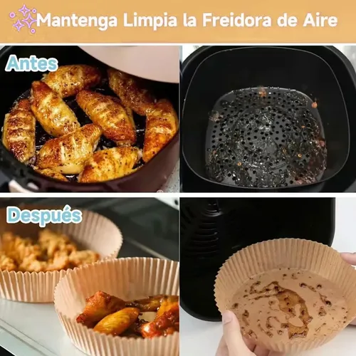 Bandejas de papel X100 redondas marrón antiadherente para freidora de aire - Image 6