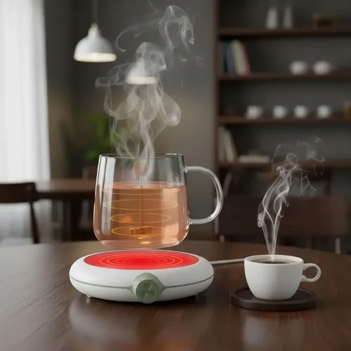 Base Calentador Mezclador De Taza Cafe Magnetica Usb T2523 Verde Liso - Image 3