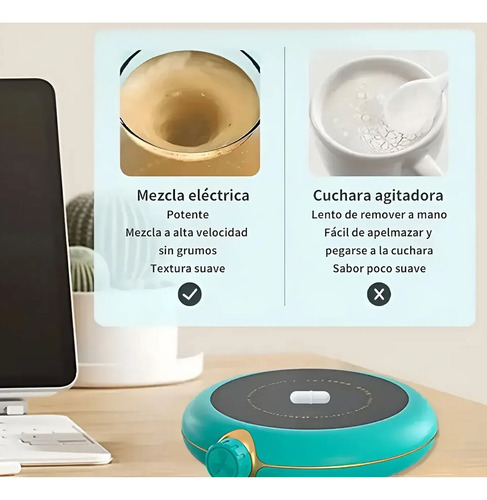 Base Calentador Mezclador De Taza Cafe Magnetica Usb T2523 Verde Liso - Image 5