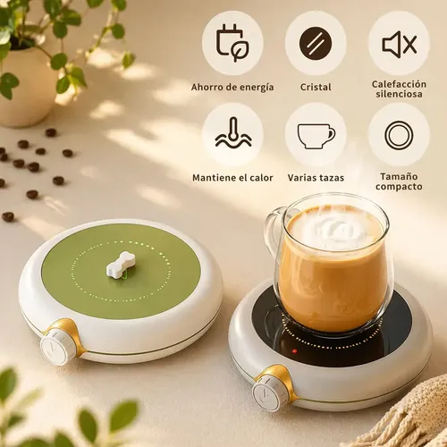Base Calentador Mezclador De Taza Cafe Magnetica Usb T2523 Verde Liso - Image 10
