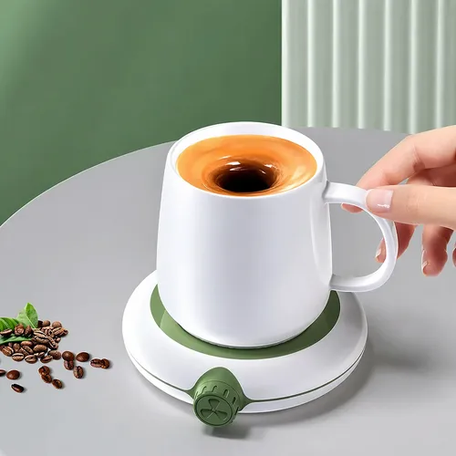 Base Calentador Mezclador De Taza Cafe Magnetica Usb T2523 Verde Liso - Image 7
