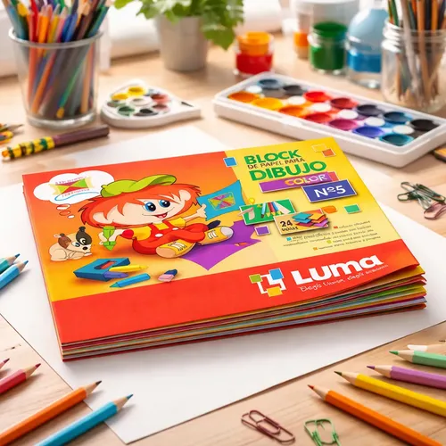Block 24 hojas de colores para dibujo N° 5 escolar 649 - Image 2