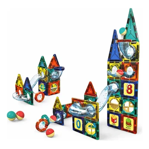 Bloques Magnéticos Infantil 73 Piezas Pista Bolas Fd136f 73