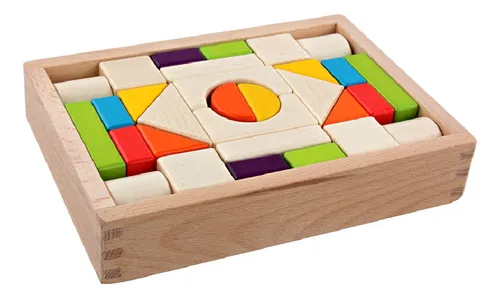 Bloques Para Armar Didacticos Caja Madera 30 Piezas Mt08920 - Image 3