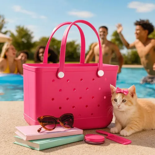 Bolso mediano playero cartera de goma para playa tote bag loop - Image 17