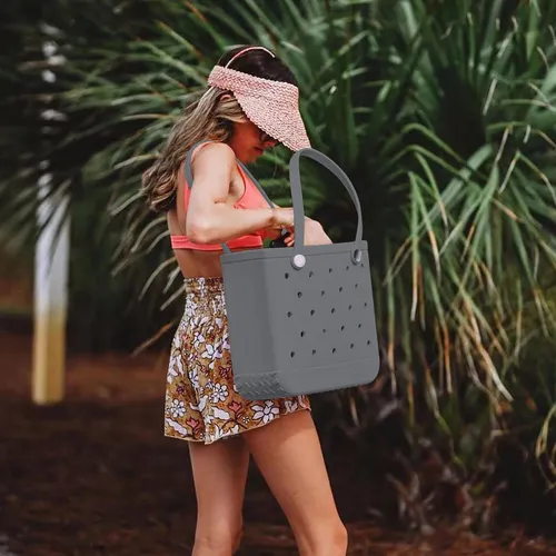 Bolso mediano playero cartera de goma para playa tote bag loop - Image 23